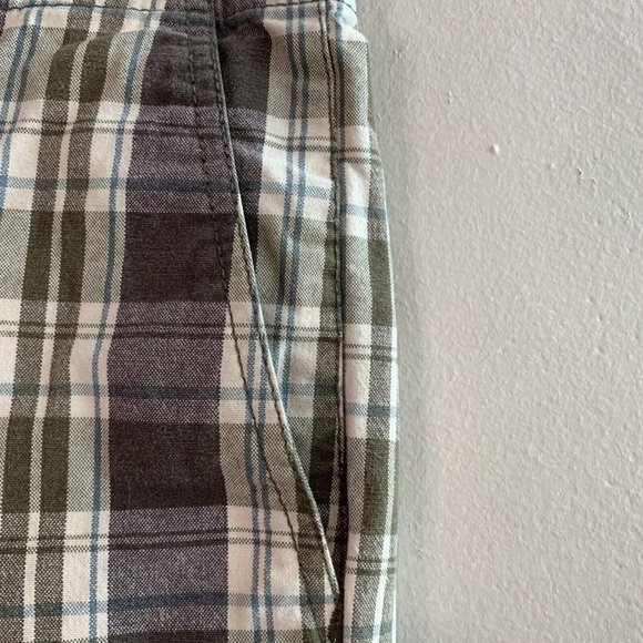 Eddie Bauer - Men Size 35 - Gray Green Blue White Plaid Casual Bermuda Shorts - Picture 4 of 7